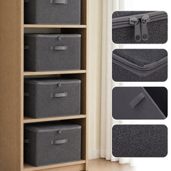 Sekey Aufbewahrungsboxen mit Deckel & Griffen – Faltbare Stoffboxen Organizer 50×30×30 cm, stapelbar für Kleiderschrank & Regal – 3er/6er Set, Anthrazit