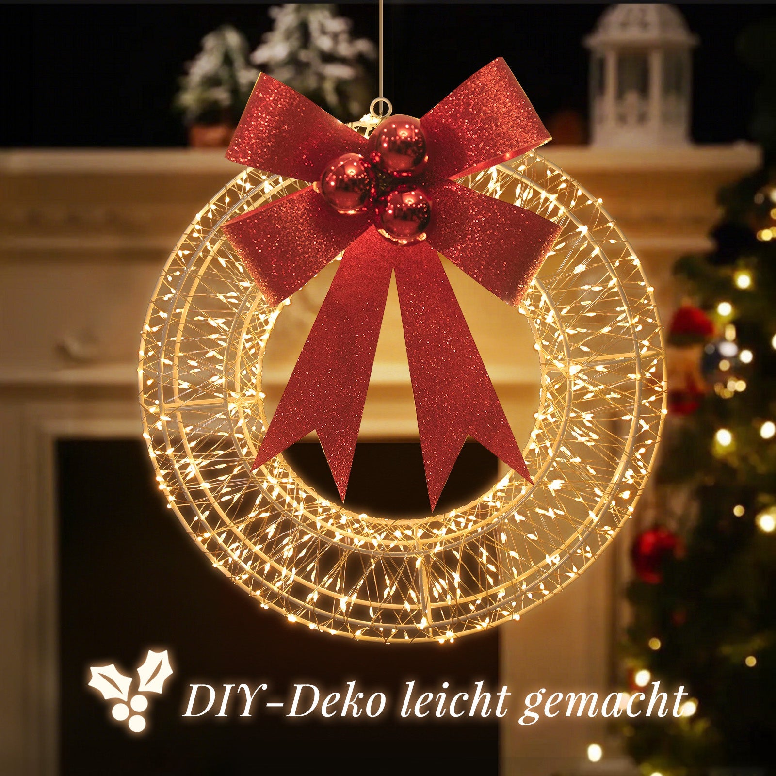 Salcar LED Lichtkranz Ø35cm & Ø55cm, 720-1440 LEDs, Metallkranz, Weihnachtsdeko Fenster & Tür, 8 Modi, Timer & Memory, IP44 Wasserdicht, Innen & Außen, Warmweiß Salcar