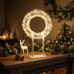 Salcar LED Lichterkranz 3D Metall – Weihnachtskranz mit warmweißen LEDs, Timer und 8 Lichtmodi