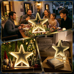 Salcar LED Infinity Weihnachtsstern 37 cm – 3D Sternbeleuchtung mit 80 warmweißen LEDs