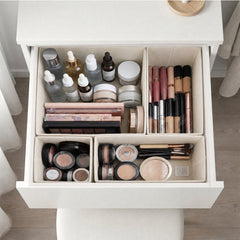 Sekey Aufbewahrungsboxen Set 6er Set aus Vliesstoff – Faltbare Stoffboxen Organizer für Schubladen & Regale, Beige, Größenmix S für Kleidung, Unterwäsche & Accessoires