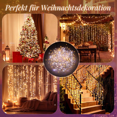Salcar LED Lichterkette Außen, Warmweiß & Kaltweiß, 14 Modi, Timer & Memory, IP44 Wasserdicht, Weihnachtsbeleuchtung für Garten, Balkon, Party, Hochzeit Salcar