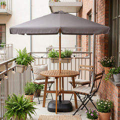 Sekey Sonnenschirm Balkon 200x125 cm rechteckig in Holzoptik – höhenverstellbar, neigbar mit Aluminium-Drehgelenk, UV50+ Polyester, Push-Up-System für Balkon, Terrasse & Garten