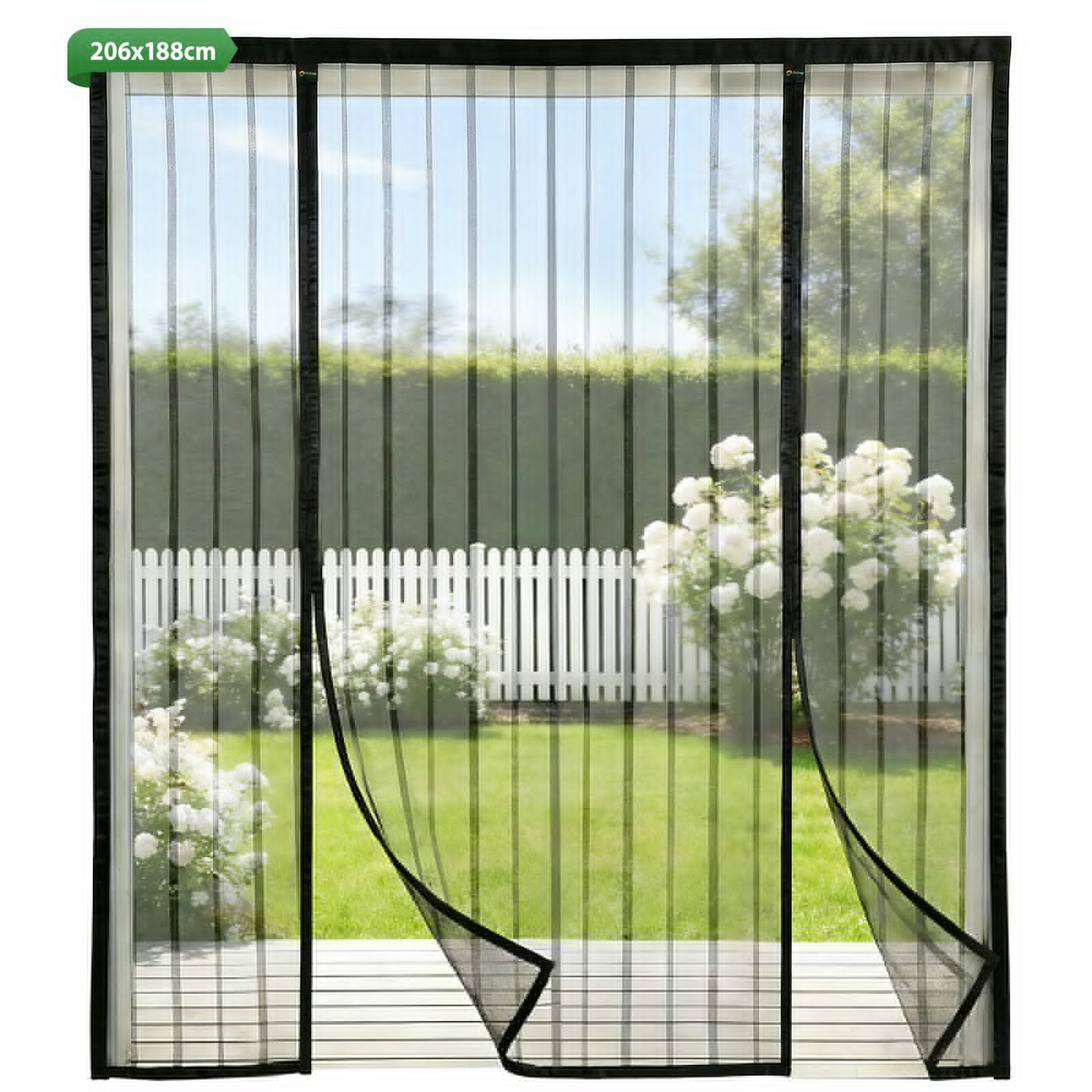 Sekey Insektenschutz Tür Magnet ohne Bohren – Fliegengitter Doppeltür für Balkon- & Terrassentür, 158×206 / 188×206 / 200×240 cm, Mückenschutz für Schiebetür