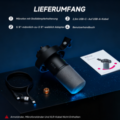 FIFINE K668 USB/XLR Dynamic Microphone with Mute Button and Shock Mount, Headphone Jack