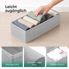 Sekey Schubladen Organizer 2er Set – Faltbare Aufbewahrungsboxen aus Vliesstoff für Kleidung, Unterwäsche & Accessoires, 22 x 51 x 11 cm, Hellgrau Leinenoptik