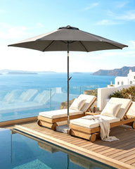 Sekey Sonnenschirm 200 cm mit Kurbel & Knickfunktion, UV-Schutz 50+, stabiler 6-Rippen-Konstruktion, Balkon Sonnenschirm für Terrasse, Garten & Strand