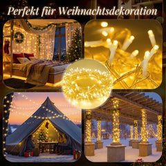 Salcar LED Lichterkette mit 5m/10m/15m/20m Länge – 50–300 LEDs, Fernbedienung, 8 Modi, Timer & IP44 Wasserdicht, für Weihnachtsdeko, Party, Hochzeit, Garten – Warmweiß Salcar