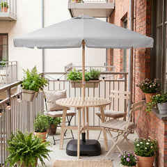 Sekey Sonnenschirm Balkon 200x125 cm rechteckig in Holzoptik – höhenverstellbar, neigbar mit Aluminium-Drehgelenk, UV50+ Polyester, Push-Up-System für Balkon, Terrasse & Garten