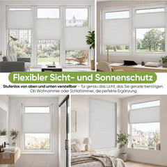 Salcar Wabenplissee Weiß ohne Bohren – Verdunkelungsplissee Thermo Doppelplissee Klemmfix für Fenster & Türen, Up & Down Plissee mit Hitze- und Schallschutz