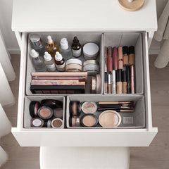 Sekey Aufbewahrungsboxen Set 6er Set aus Vliesstoff – Faltbare Stoffboxen Organizer für Schubladen & Regale, Hellgrau, Größenmix S für Kleidung, Unterwäsche & Accessoires