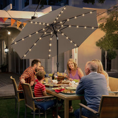 Sekey Solar-LED Sonnenschirm 300cm mit 40 LED, UV 50+, Alu-Sonnenschirm mit Kurbel Sekey