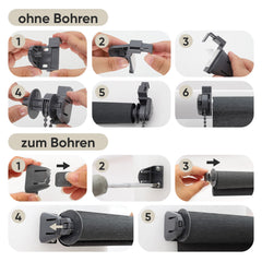 Sekey Klemmfix Seitenzugrollo Grau in Leinenoptik – Lichtdurchlässiges Fensterrollo ohne Bohren mit Klemmträgern & Schraubmontage