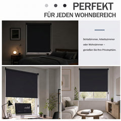 Salcar Thermorollo ohne Bohren Klemmfix – Verdunkelungsrollo für Fenster & Tür, Seitenzugrollo mit Thermobeschichtung, Sonnenschutz & Hitzeschutz, Sichtschutzrollo Schwarz