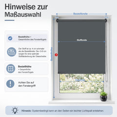 Salcar Thermorollo ohne Bohren Klemmfix Anthrazit – Verdunkelungsrollo für Fenster & Tür mit Thermobeschichtung, Sonnenschutz, Hitzeschutz & Sichtschutz