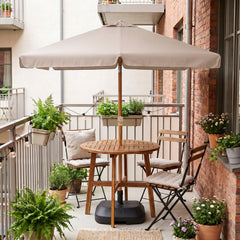 Sekey Sonnenschirm Balkon 200x125 cm rechteckig in Holzoptik – höhenverstellbar, neigbar mit Aluminium-Drehgelenk, UV50+ Polyester, Push-Up-System für Balkon, Terrasse & Garten