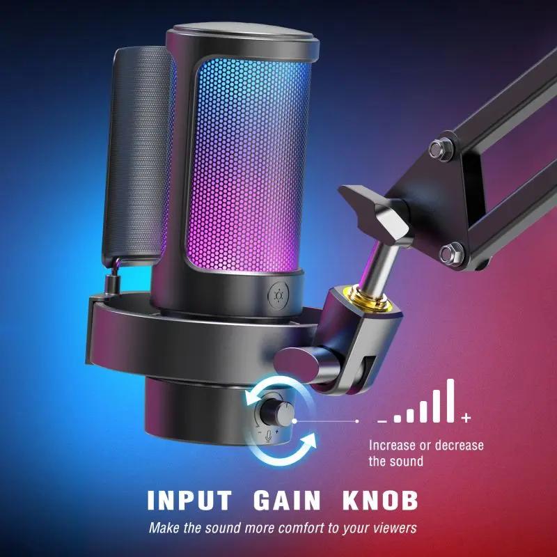 Fifine USB Kondensator Mikrofon mit Stummschalttaste, Popfilter und Kopfhörerbuchse Sekey