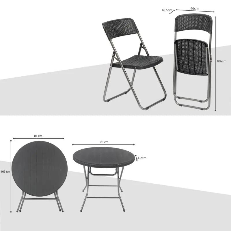 Sekey 5-teilig Balkonset aus Polyrattan, 4 Klappstuhl und Klapptisch Sekey