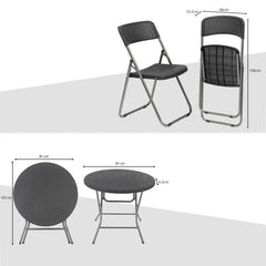 Sekey 5-teilig Balkonset aus Polyrattan, 4 Klappstuhl und Klapptisch Sekey