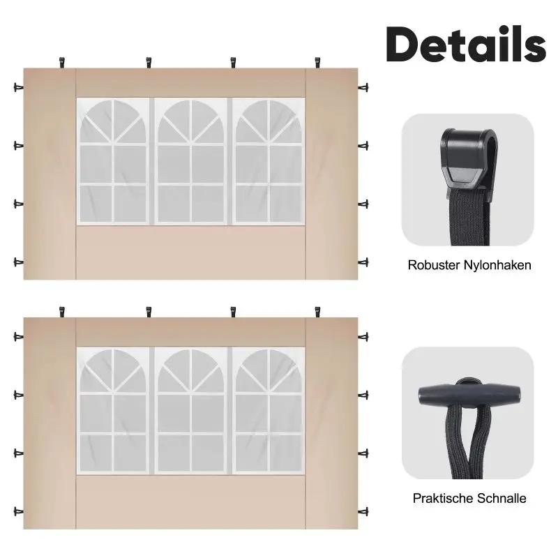 Sekey 3×3m Seitenwand für Pavillon, 2er Set, mit 2 Fenster Sekey