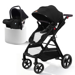 Sekey BW600 3-in-1 Kombi-Kinderwagen Reisesystem mit Babyschale, Liegewanne & Buggy, Moskitonetz, Regenschutz, Federung, 5-Punkt-Gurt, All-Wetter Travel System 0 Jahre