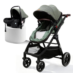 Sekey BW600 3-in-1 Kombi-Kinderwagen Reisesystem mit Babyschale, Liegewanne & Buggy, Moskitonetz, Regenschutz, Federung, 5-Punkt-Gurt, All-Wetter Travel System 0 Jahre