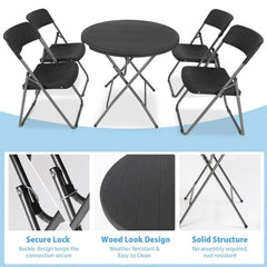 Sekey 5-teilig Balkonset aus Polyrattan, 4 Klappstuhl und Klapptisch Sekey