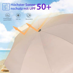 Sekey 180 cm Strandschirm mit Schutzhülle und Bodenhülse, Sonnenschutz UV50+ Sekey