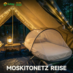 Sekey Pop Up Moskitonetz Bett 200×80×56 cm – Faltbares Reise-Mückennetz, Ultraleichtes Camping Bettzelt, 2 Reißverschlüsse, Insektenschutz für Indoor & Outdoor