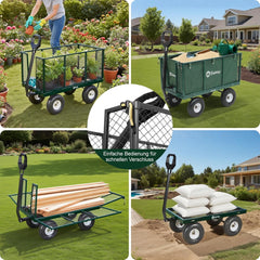 Sekey Bollerwagen Gartenwagen Serie Titan – 550 kg belastbar, 200L Transportkarre mit patentiertem Handgriff, 10-Zoll Vollgummi-Luftreifen, rostfrei & klappbar für Garten, Baustelle & Transport