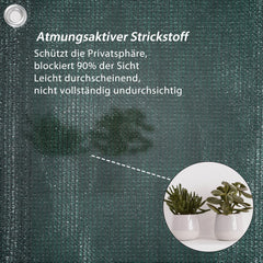 Sekey Balkon Sichtschutz – HDPE 220 g/m², leicht transparent, wind- & UV-beständig, wetterfest mit Ösen & Kabelbindern, Grün