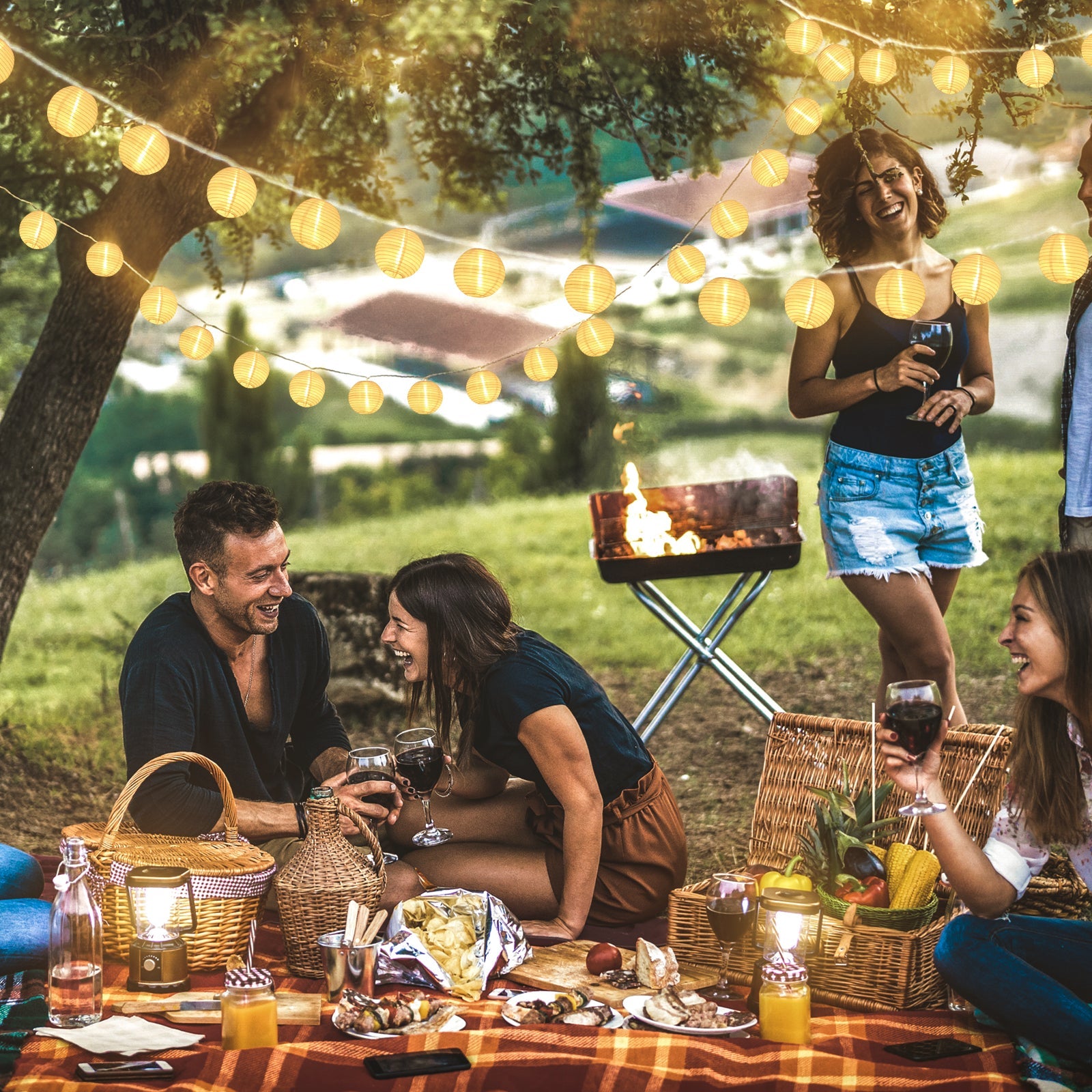 Salcar LED Laternen Lichterkette Outdoor mit Batterie – Timer & 8 Modi, Wetterfest für Hochzeit, Garten, Balkon, Terrasse Salcar
