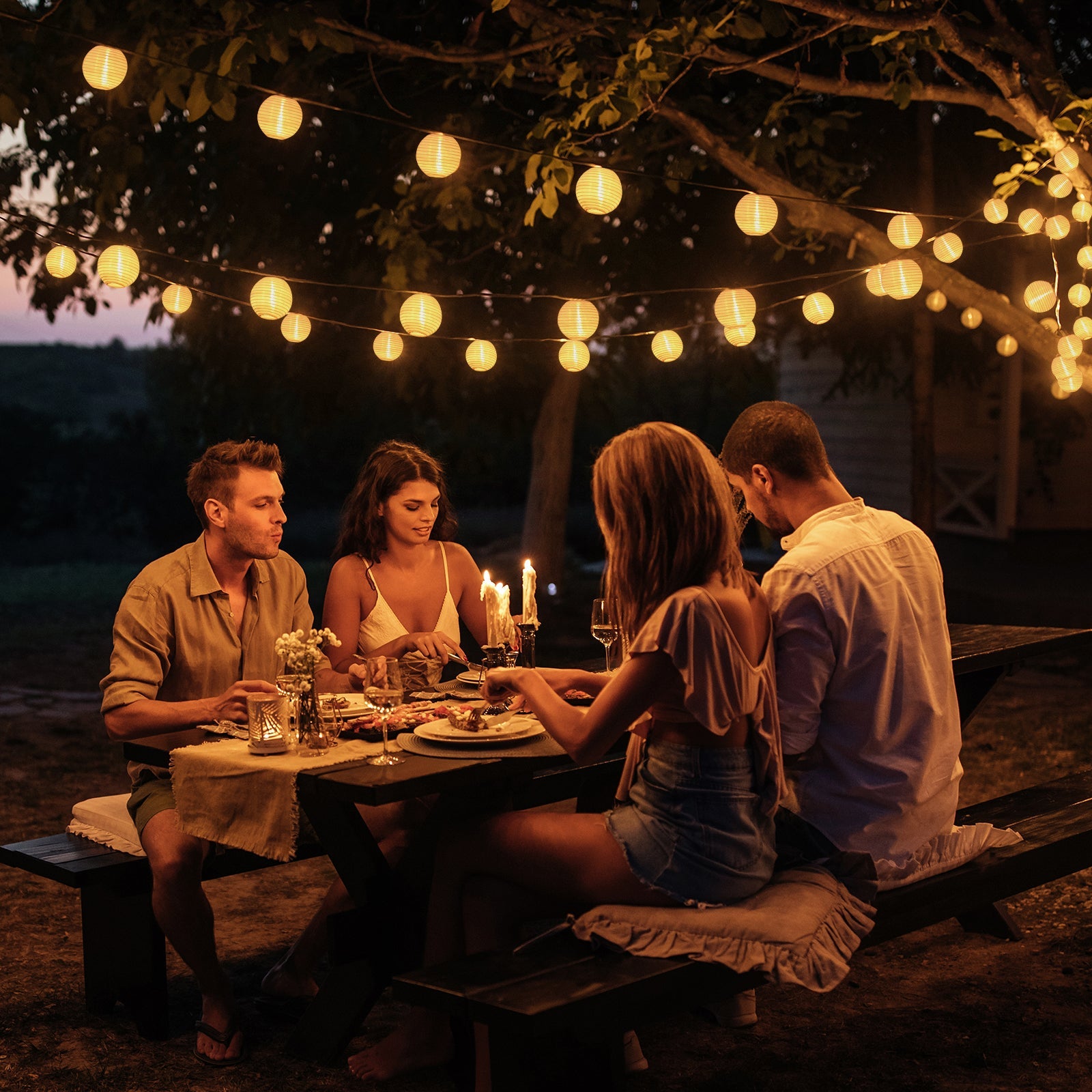 Salcar LED Laternen Lichterkette Outdoor mit Batterie – Timer & 8 Modi, Wetterfest für Hochzeit, Garten, Balkon, Terrasse Salcar