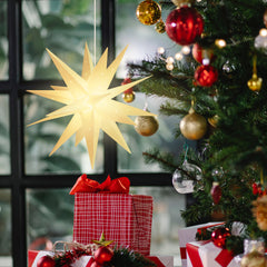 Salcar LED Papierstern 60 cm Weiß – Beleuchteter 3D Weihnachtsstern mit 18 Spitzen, Warmweißes Licht, Hängende Weihnachtsdeko für Fenster & Innenbereich
