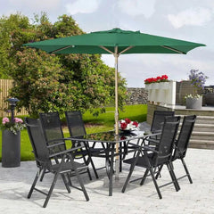 Sekey 210 x 140 cm Alu Sonnenschirm mit Kurbel, Sonnenschutz UV50+, aus Holz-Metall Sekey