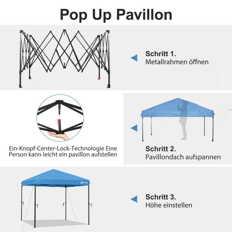 Sekey 300 x 300 cm Faltpavillon mit 4 Sandsäcken und Tragetasche Sekey