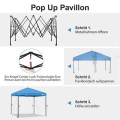 Sekey 300 x 300 cm Faltpavillon mit 4 Sandsäcken und Tragetasche Sekey