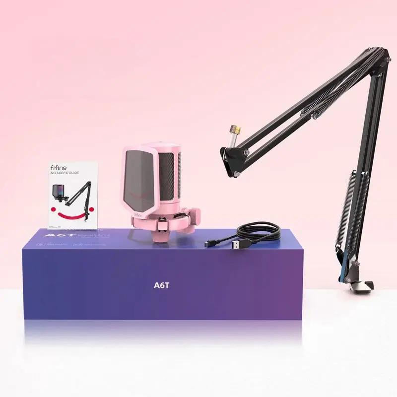 Fifine USB Kondensator Mikrofon mit Arm und Stummschalttaste, A6T Sekey
