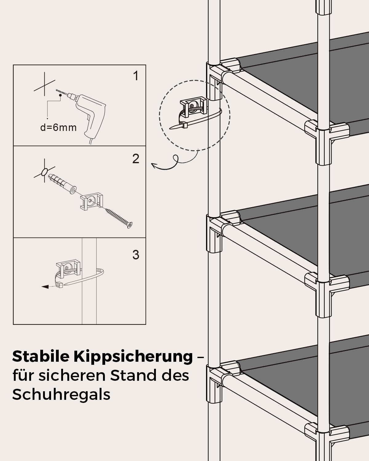 Sekey Schuhregal mit 10 Ebenen – Schmal, stabil & platzsparend, Metallgestell mit Vliesstoffablagen, ideal für Flur & kleine Räume SEKEYMALL