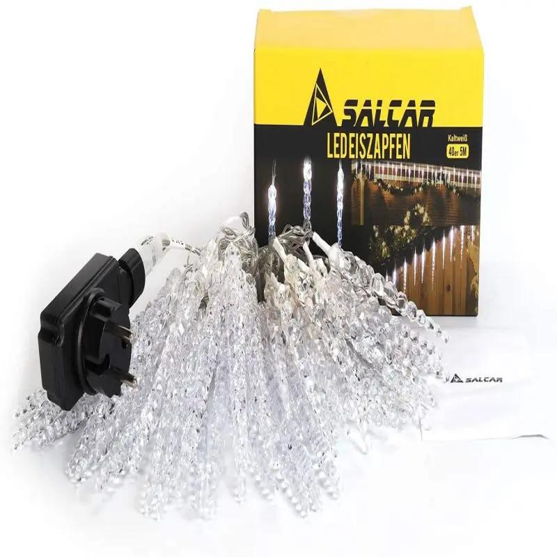 Salcar 5 m LED Lichterkette mit 40 Eiszapfen, 40 LEDs, 31V GS-zertifizierte Stromversorgung Salcar