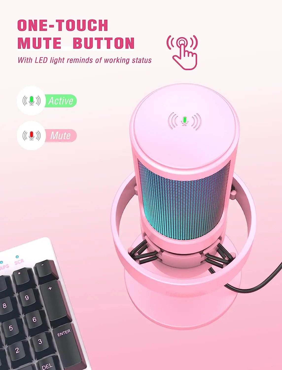 Fifine USB Kondensator Mikrofon mit Stummschalttaste, Popfilter und Kopfhörerbuchse Sekey