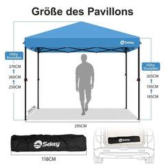 Sekey 300 x 300 cm Faltpavillon mit 4 Sandsäcken und Tragetasche Sekey