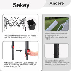 Sekey 300 x 300 cm Faltpavillon mit 4 Sandsäcken und Tragetasche Sekey