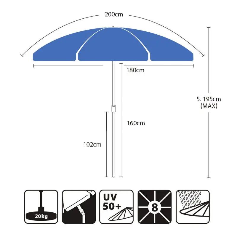 Sekey 200 cm Sonnenschirm mit Schutzhülle, Sonnenschutz UV50+ Sekey