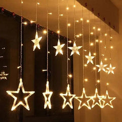 Salcar 2 x 1 m LED Lichtervorhang mit 12 Sternen, 138 LEDs, 31V GS-zertifizierte Stromversorgung Salcar
