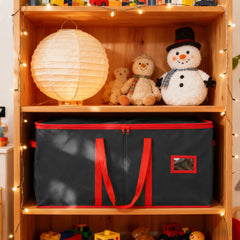 Salcar Schwarze Aufbewahrungsbox für 128 Weihnachtskugeln Faltbare Christbaumkugel-Box 64,8×32,3×34,2 cm mit 128 Fächern, Tragegriffen & Doppelreißverschluss