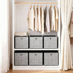 Sekey Aufbewahrungsboxen 6er Set Faltbare Stoffboxen 30 × 30 × 30 cm, stabil & vielseitig für Regale und Schränke
