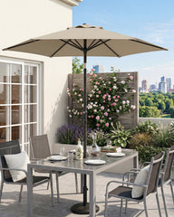 Sekey Sonnenschirm 200 cm mit Kurbel & Knickfunktion, UV-Schutz 50+, stabiler 6-Rippen-Konstruktion, Balkon Sonnenschirm für Terrasse, Garten & Strand