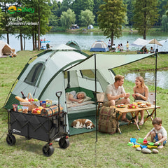 Sekey 2-Personen Campingzelt mit Hydraulik Pop-up System – Wurfzelt wasserdicht PU3000+, UV50+ Schutz, 2-in-1 Kuppelzelt mit Vorzelt & Markise für Outdoor & Familie