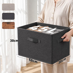 Sekey Aufbewahrungsboxen mit Deckel & Griffen – Faltbare Stoffboxen Organizer 50×30×30 cm, stapelbar für Kleiderschrank & Regal – 3er/6er Set, Anthrazit